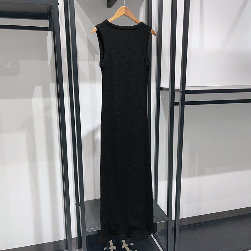 Slim U Neck Hem Curved Dress