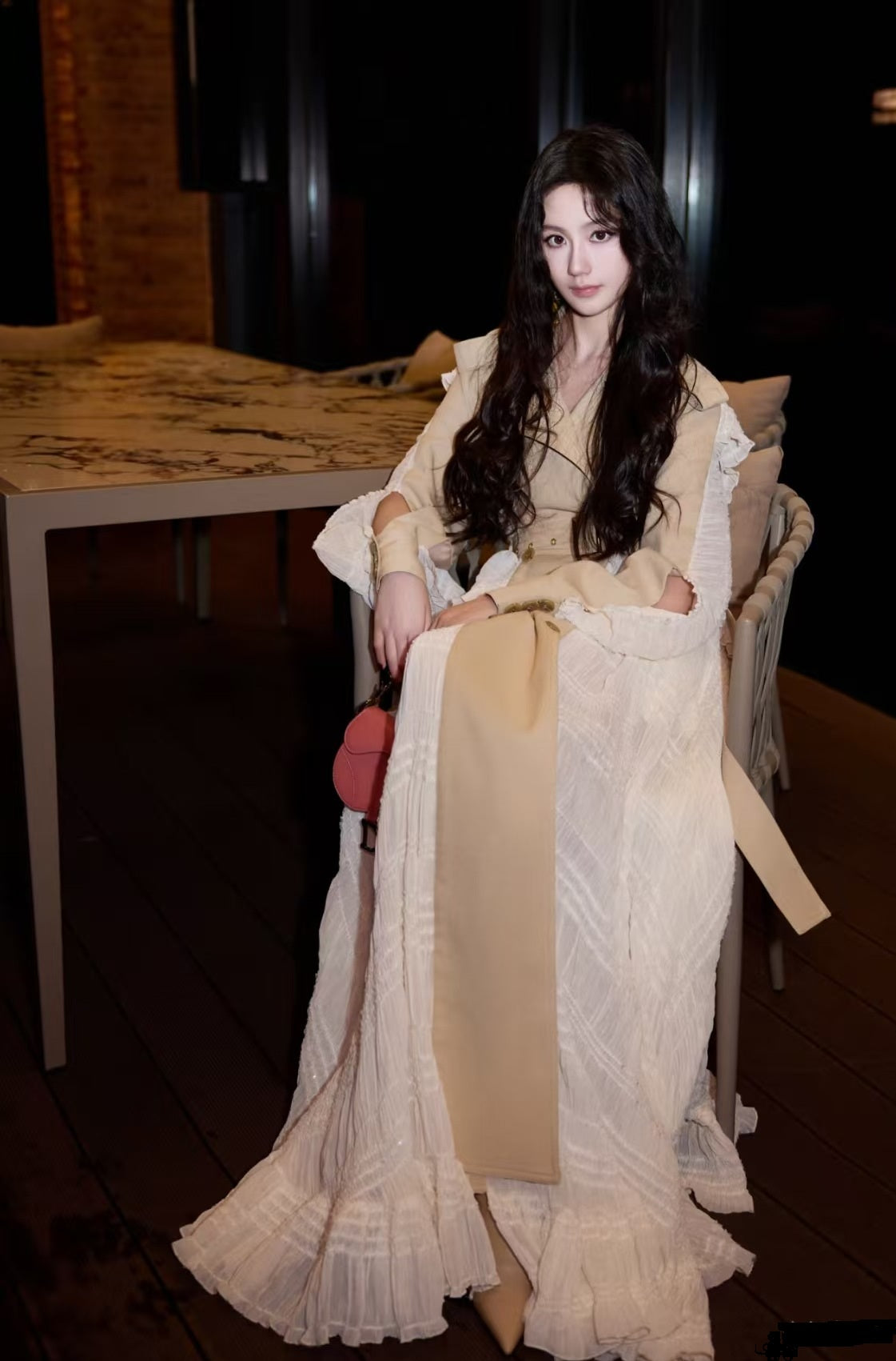 Lace Stitching High-end Waist Jacket dress