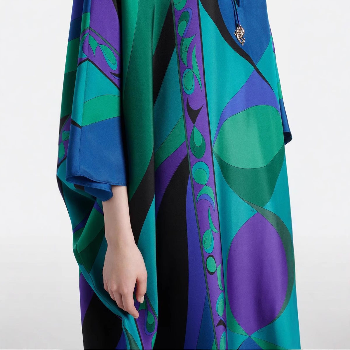Round Neck Tie-Up Printed Dress