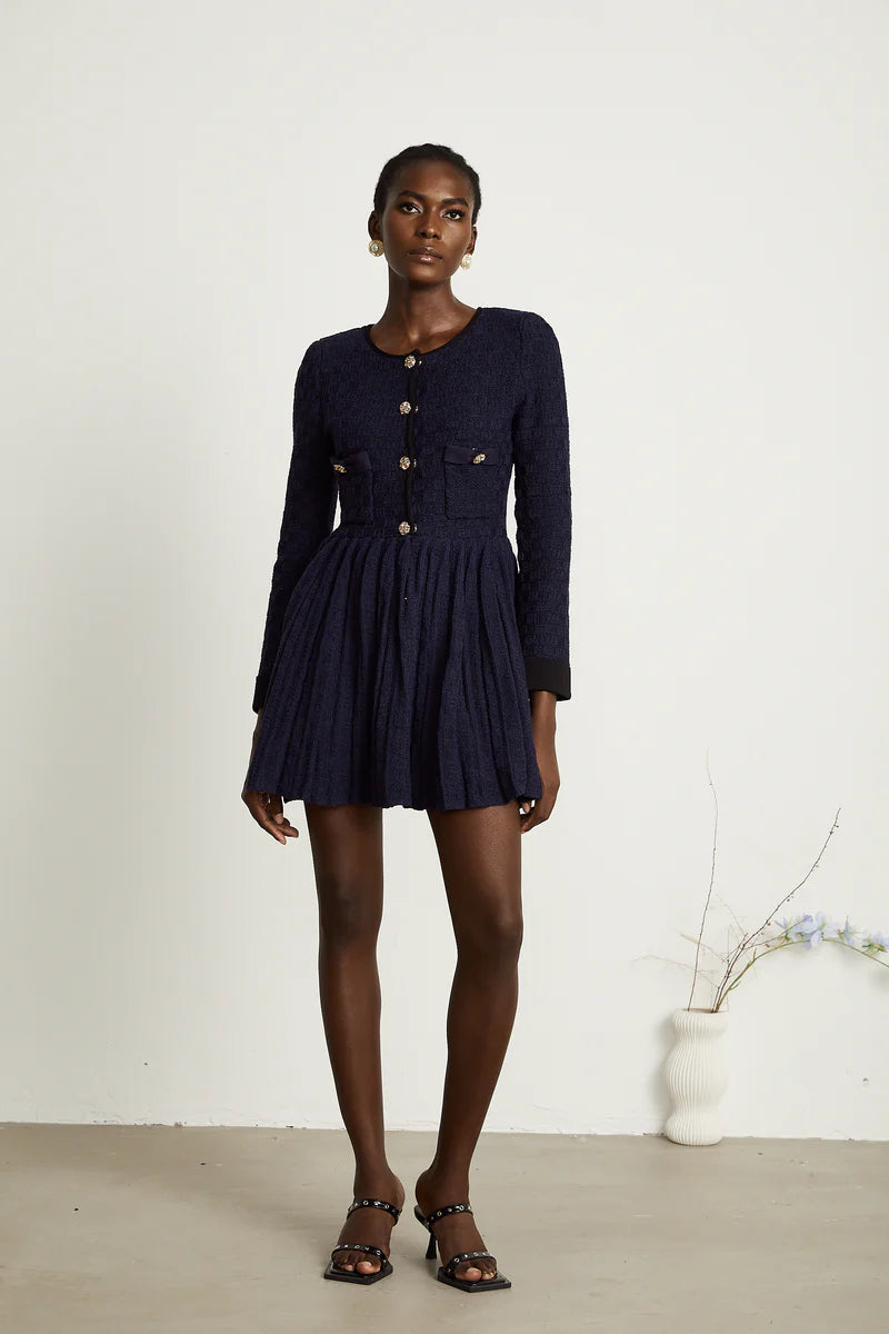 Cloé Knited Pleeded Mini Robe