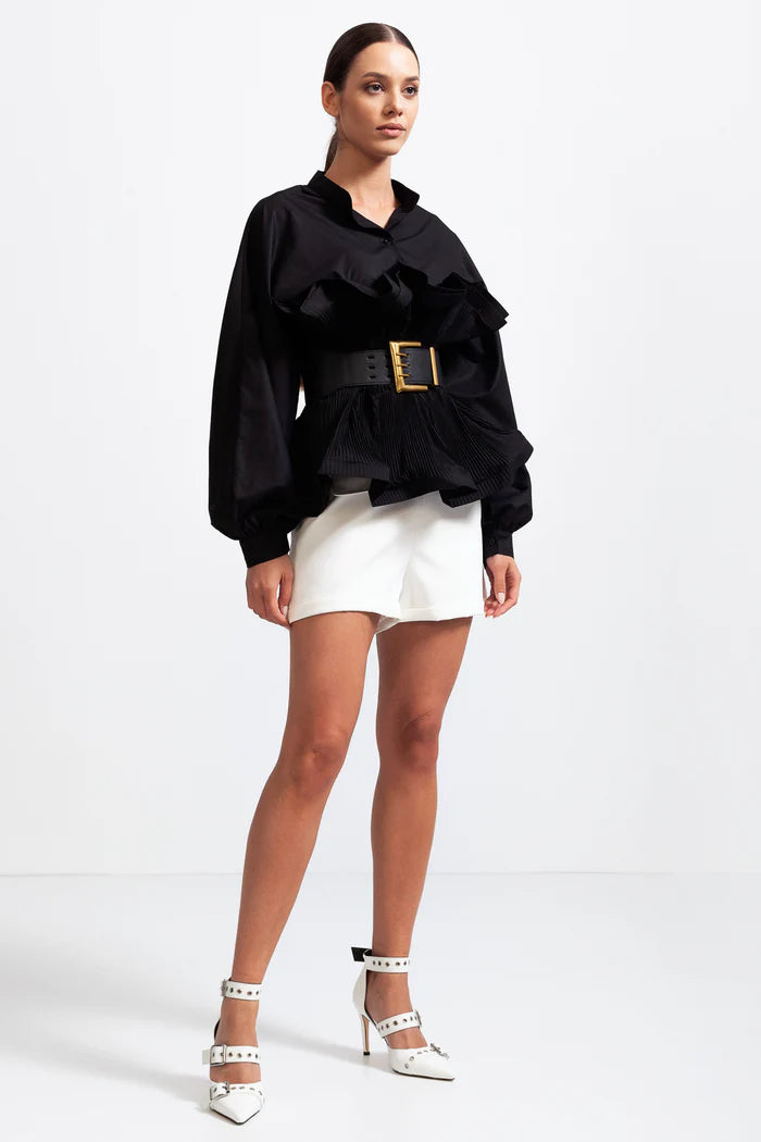 Ruffle Shirt with Massive Belt