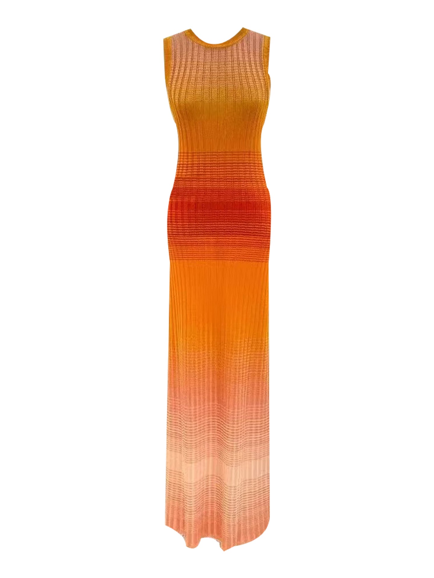 orange gradient round neck  dress