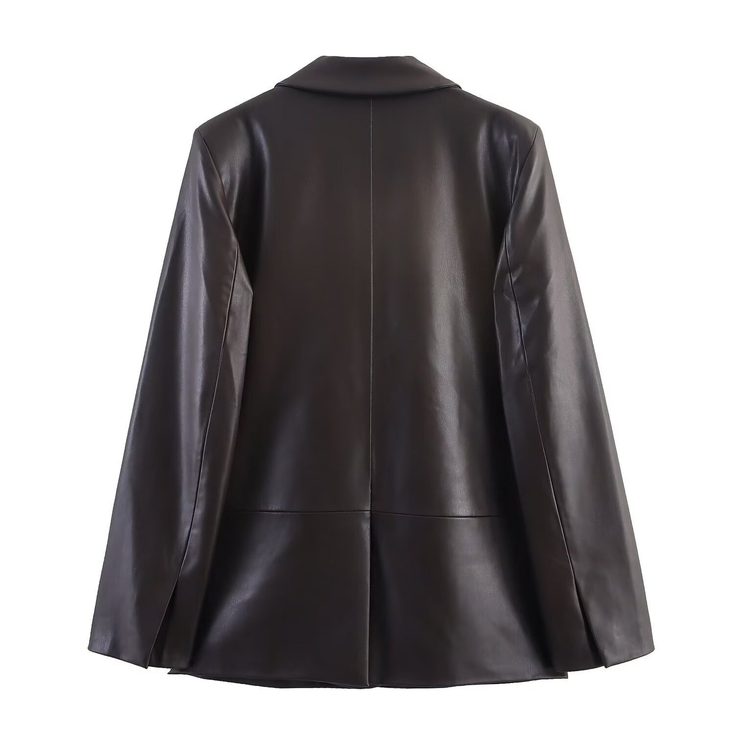 Straight Leather Effect Blazer