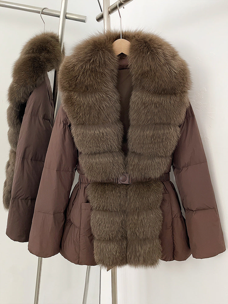 Fur collar slimming down jacket