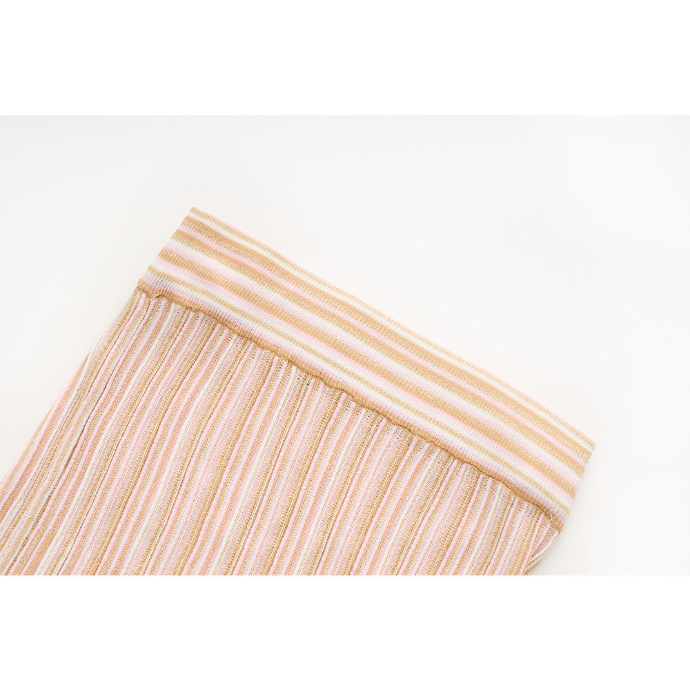 striped sleeveless vest + skirt two-piece skirt set