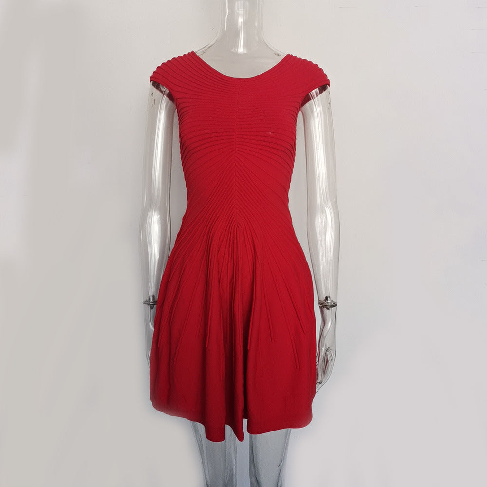 Waist Slimming  A-Line Skirt  dress- Short