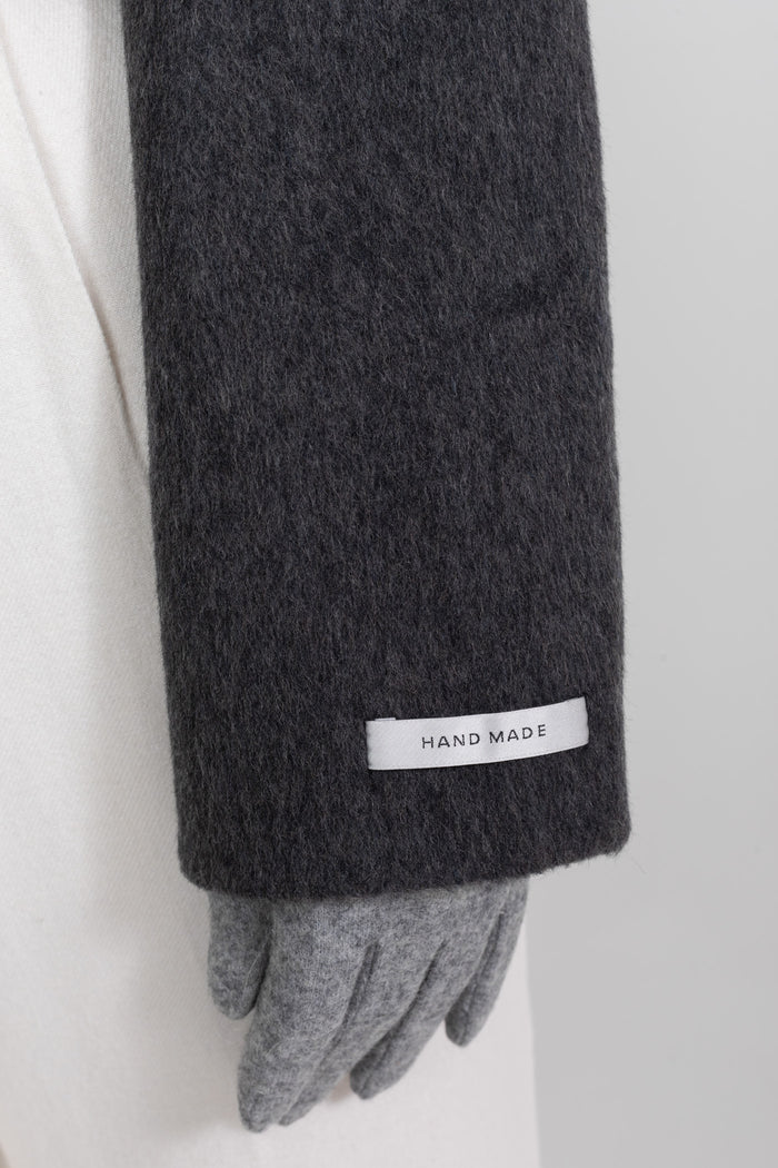 Wool Cropped Jacket with Fox Fur Collar – Charcoal Grey
