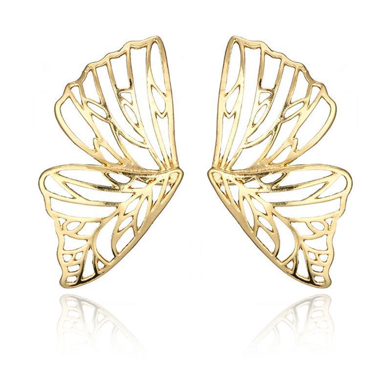 Short hollow butterfly wings shape stud earrings