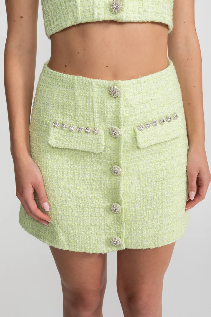 Crystal-Trim Tweed Co-ord Set – Lime