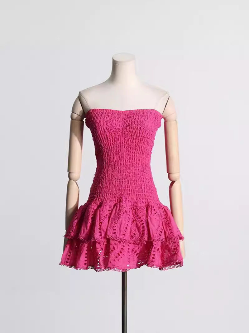 New bandeau embroidery elastic dress