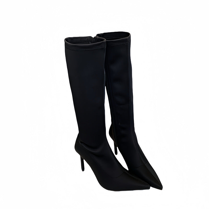 Fashion pointed-toe high-heeled elastic boots