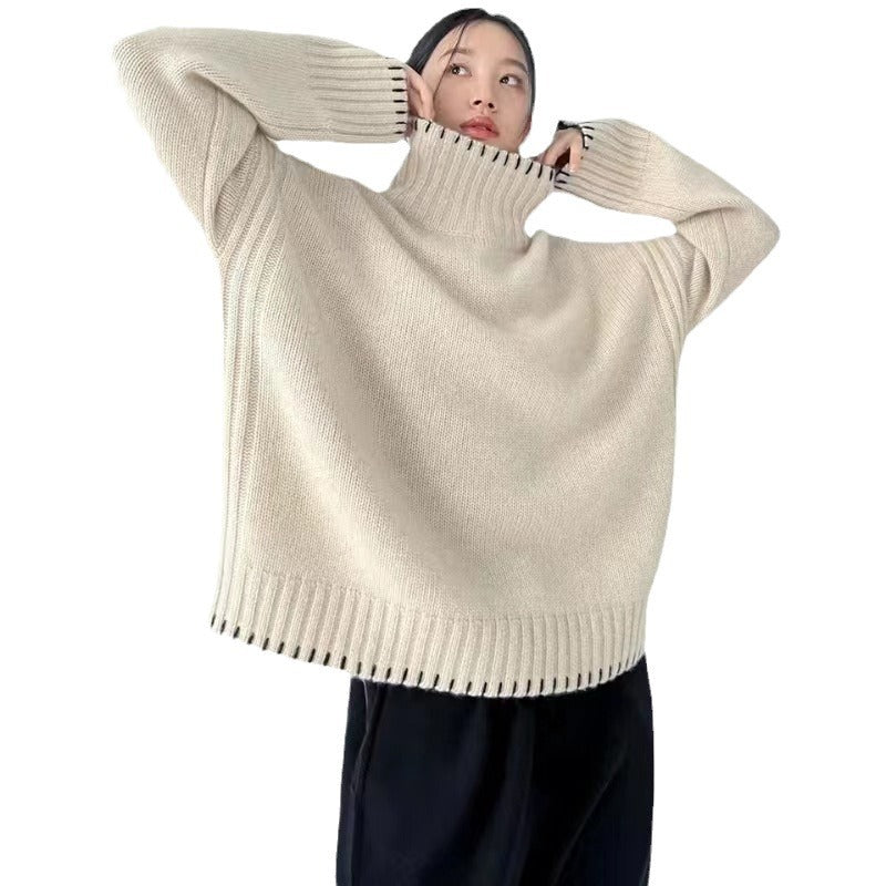 Turtleneck thickened knitted pullover