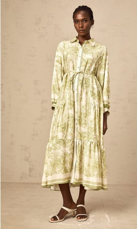 Adélaïde graphic-print midi dress in Green