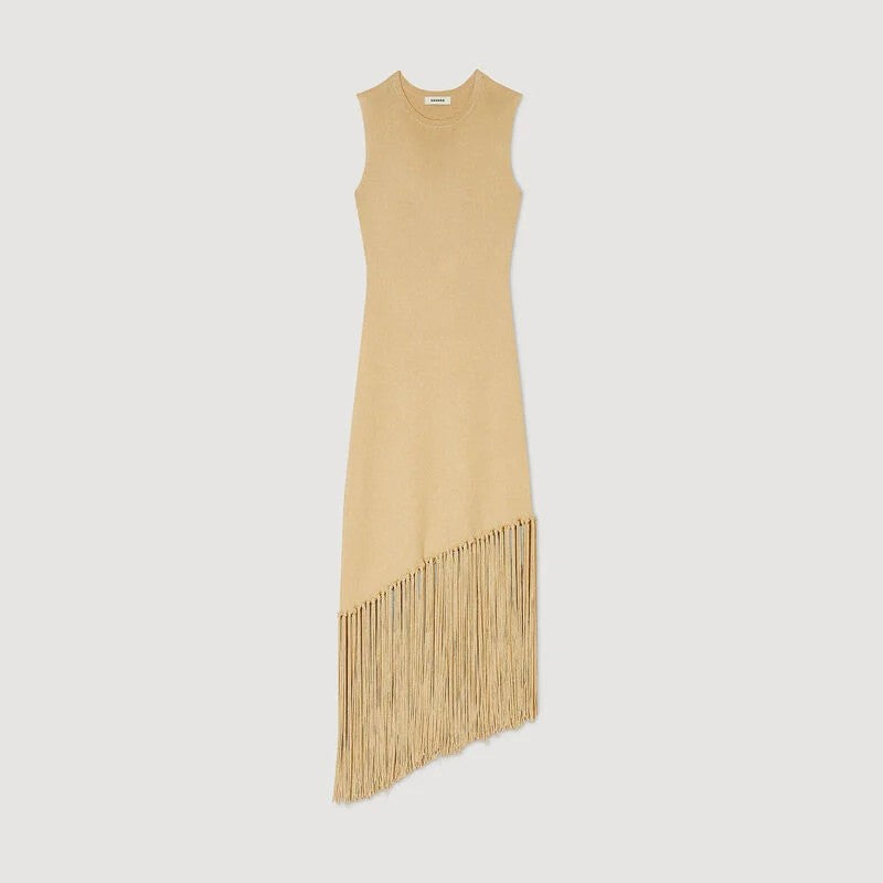 Out of stock ASYMMETRICAL FRINGED MAXI DRESS