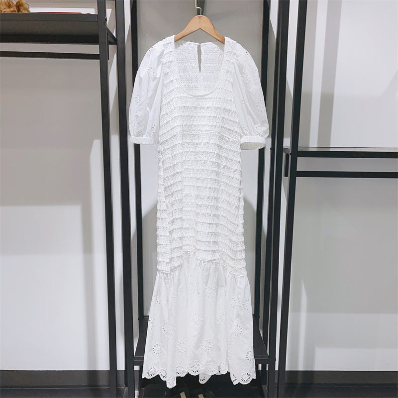 cable slim patchwork mermaid dress