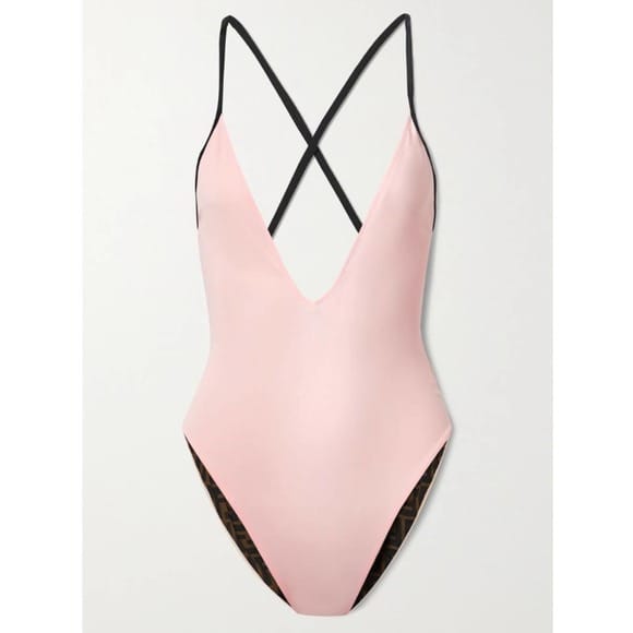 FEND logo V neck reversible swimsuit body suit