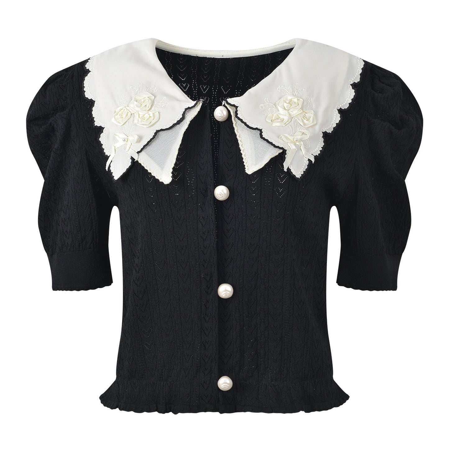 doll collar flower embroidery
