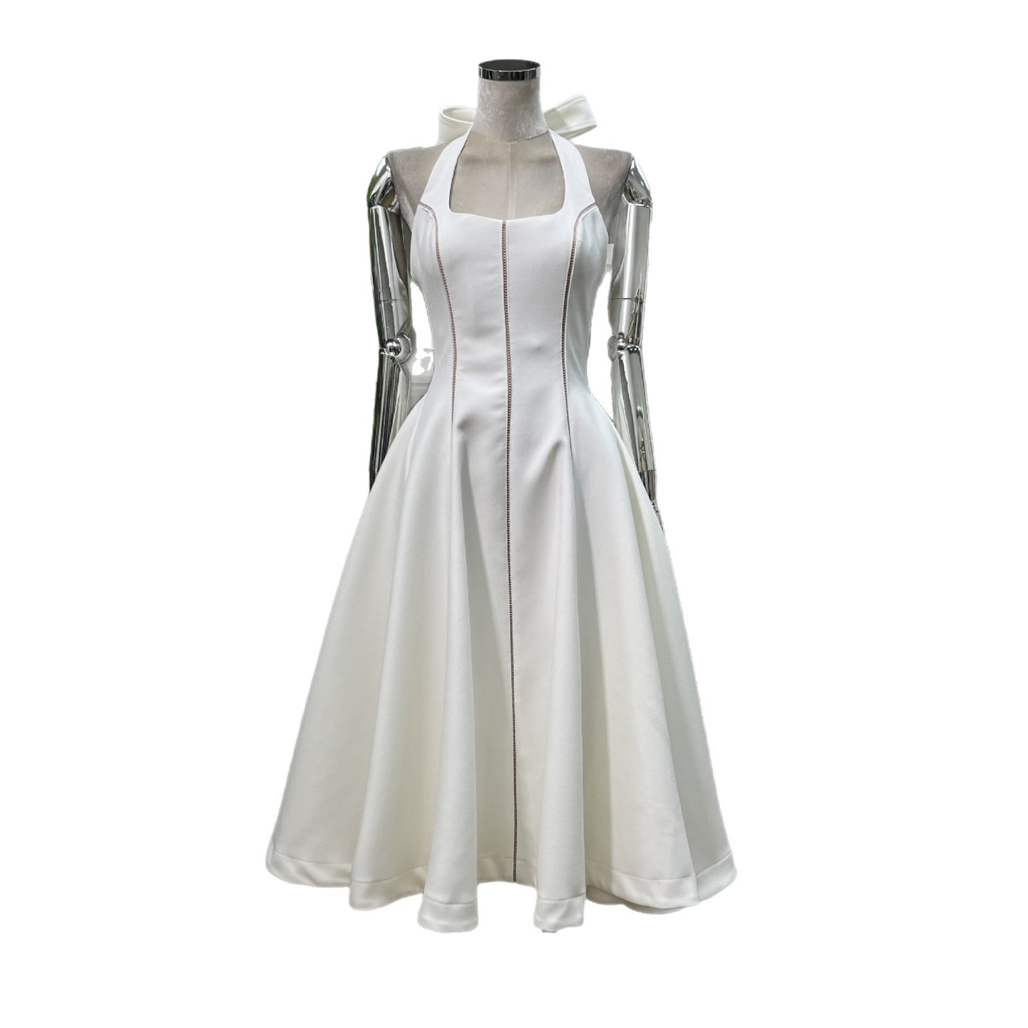 Lace-up Halterneck Backless Dress