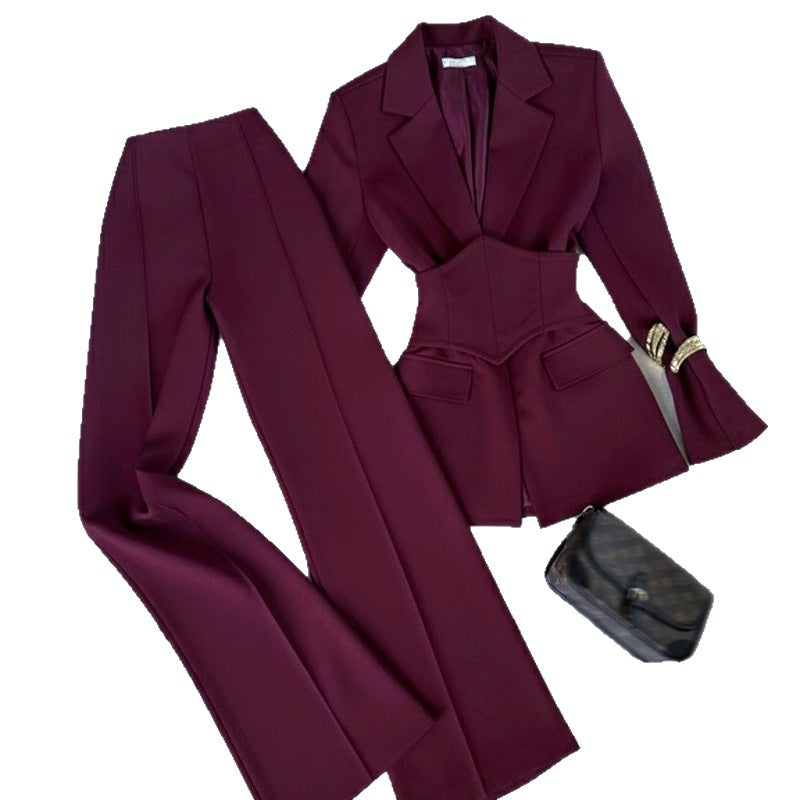 High-waisted trousers casual suit