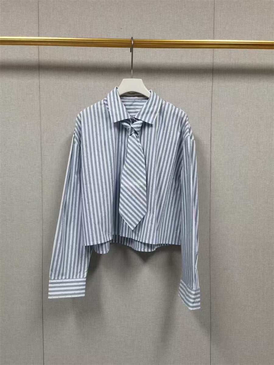 ace-up Long-Sleeved Short Shirt