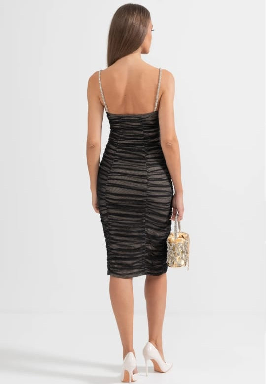 Robe midi élégante à arc - noir