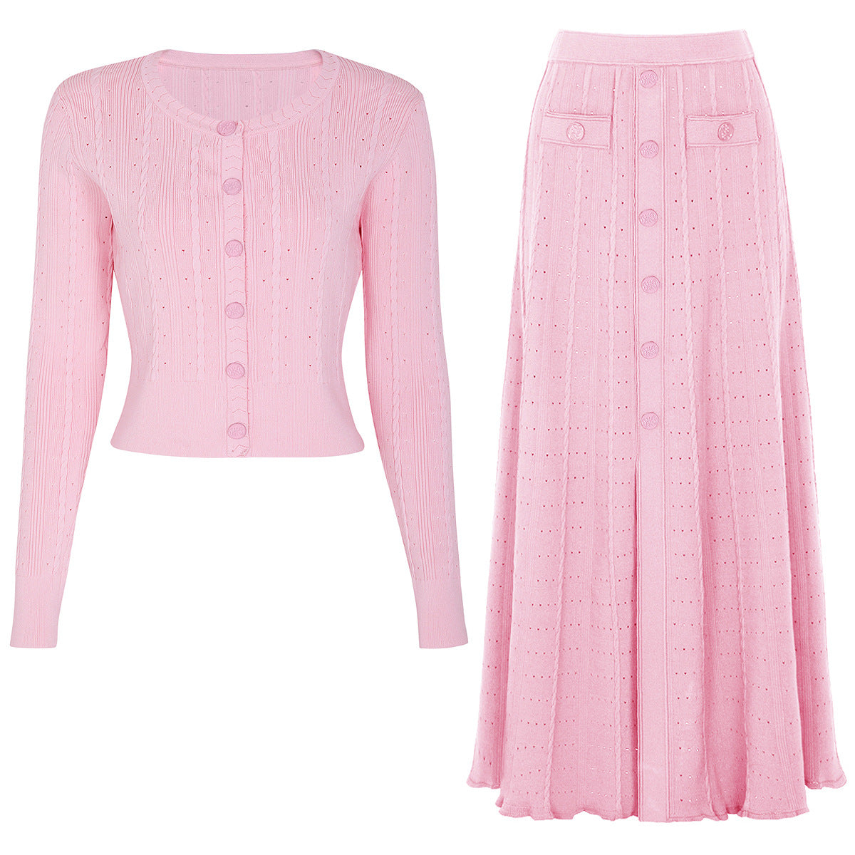 Fall New Fashion Popular Knitted Women's Top Jacket + Skirt Suit