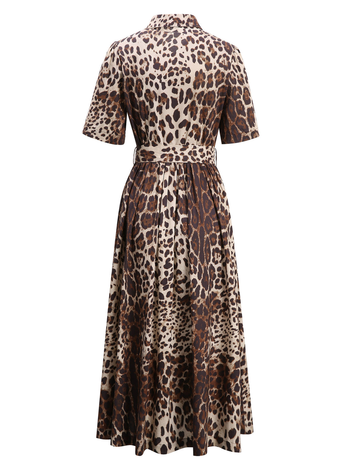 Leopard Belted Midi Dress