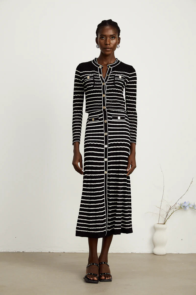 Charlotte Striped Triped Cardigan & Dress Matching Ensemble