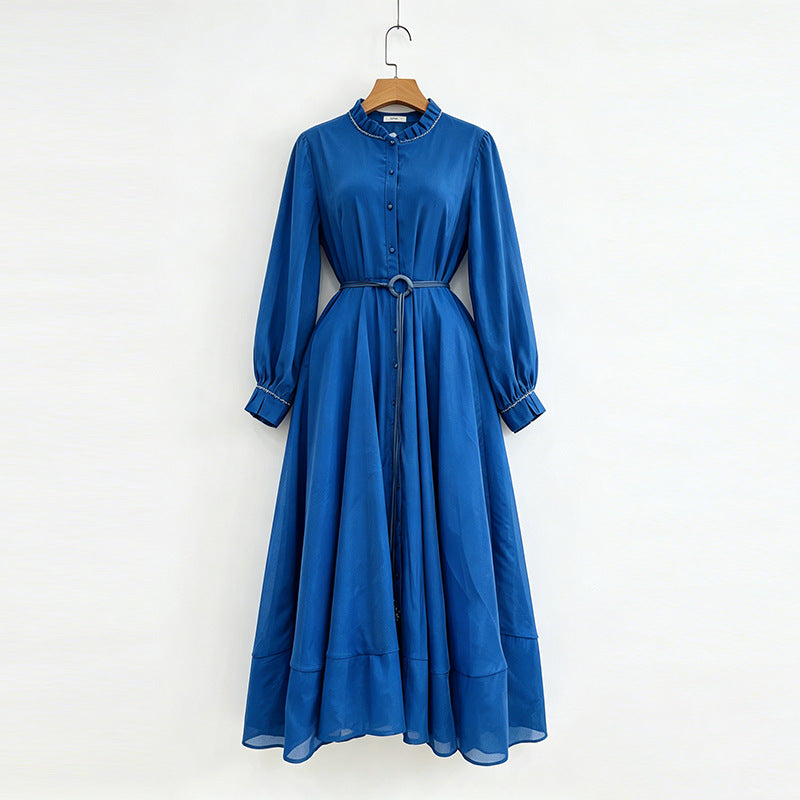 Sand Ruffle Shirt Dress