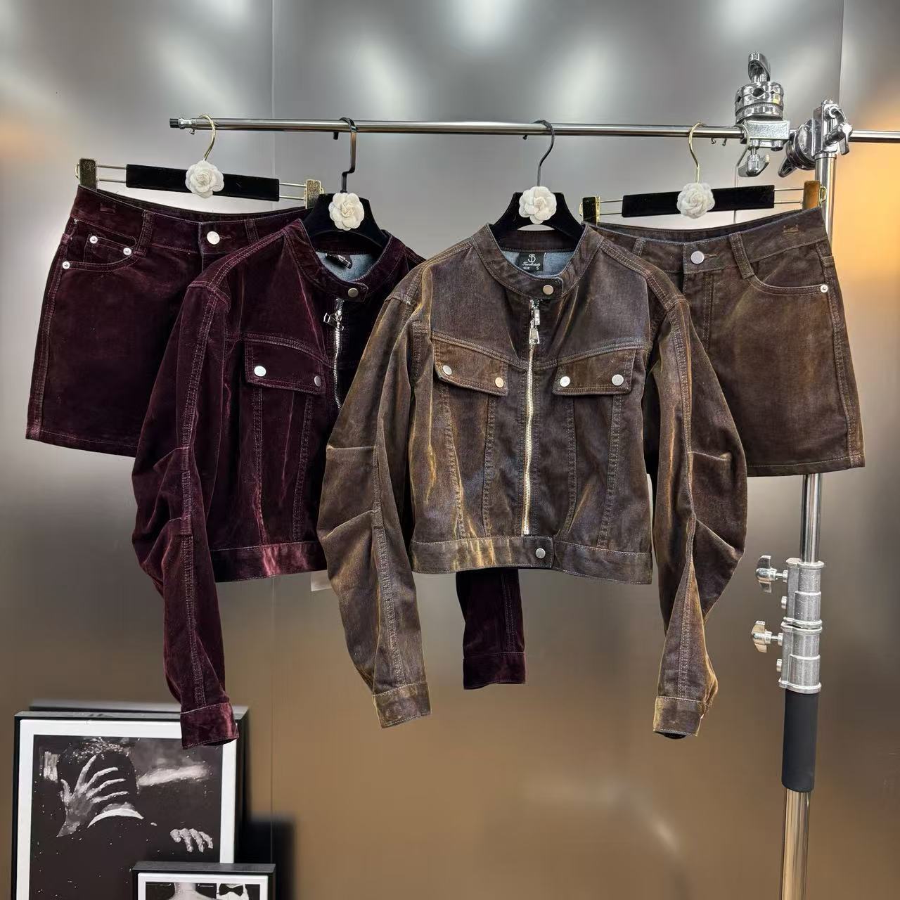 Denim jacket + slimming skirt casual street trend two-piece set