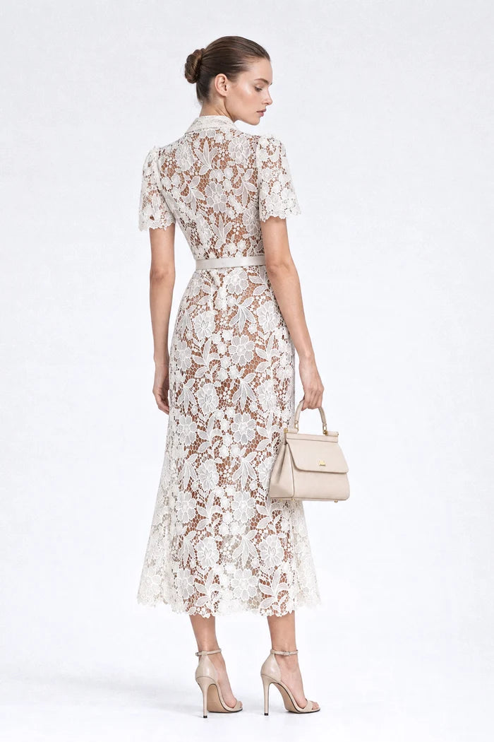 Guipure Lace Shirt Dress - Ivoire