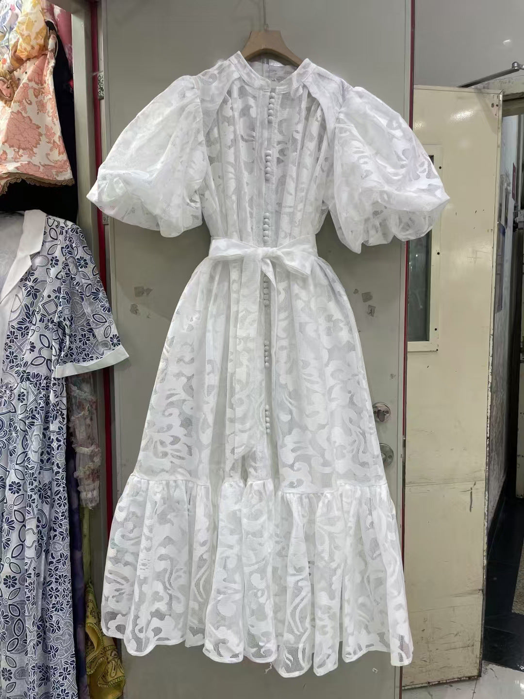 Round Neck Puff Sleeve Vintage dress