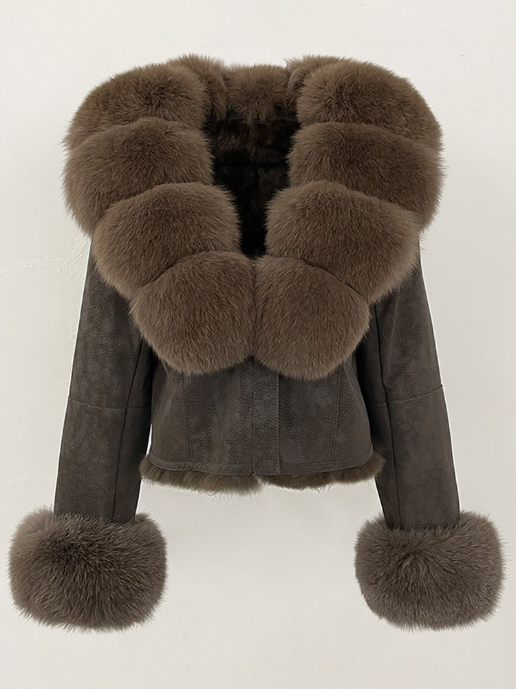 suede fur coat women's fashion slimming jacket