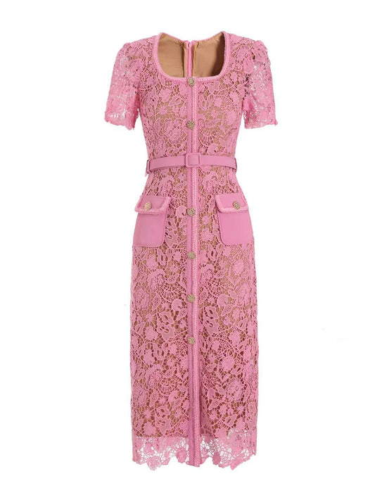 Short Sleeve slim fit pink dress
