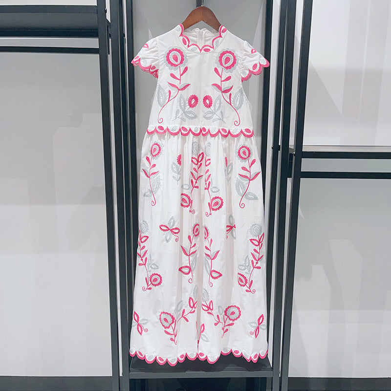 Lace Flying Sleeve High Waist Dress