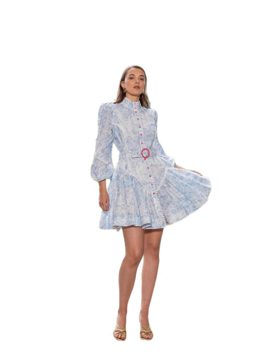 Fashion Print Puffärmel Kleid