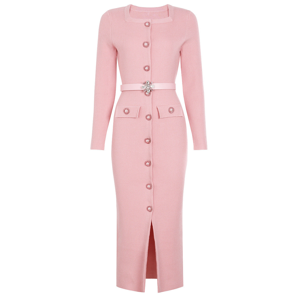 Square Collar Belt Slimming dress