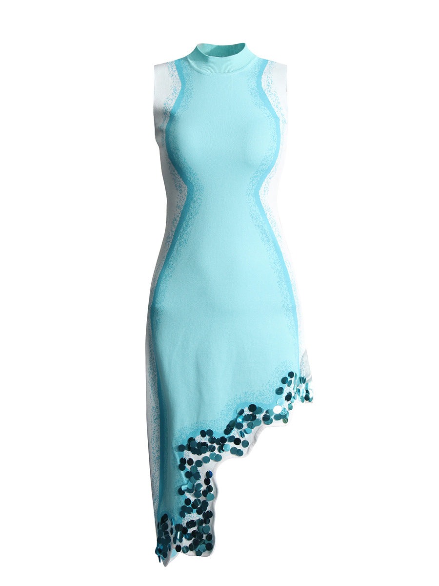 Wavy edge irregular stitching  dress