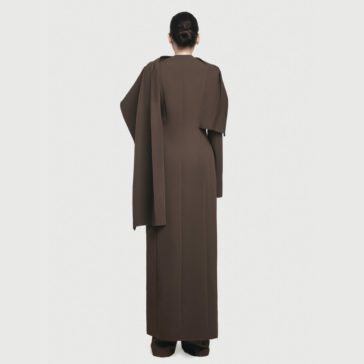 V-neck virtual edge shawl long jacket
