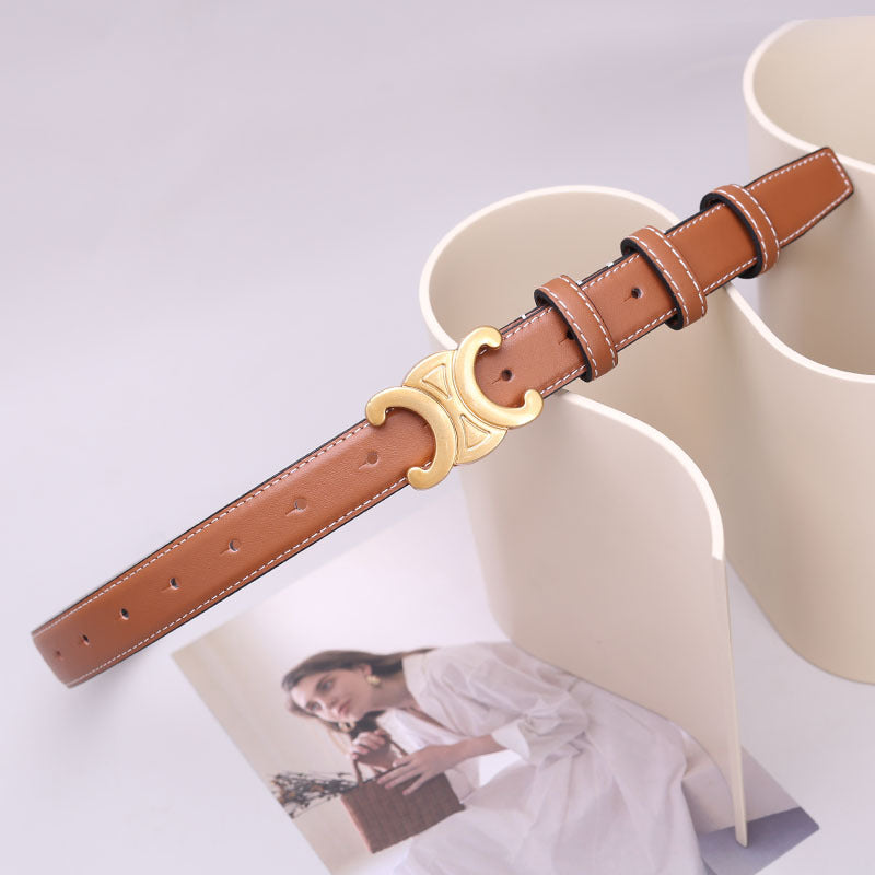 Double-sided top layer cowhide ladies belt