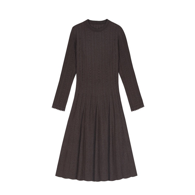silver thread midi knitted dress