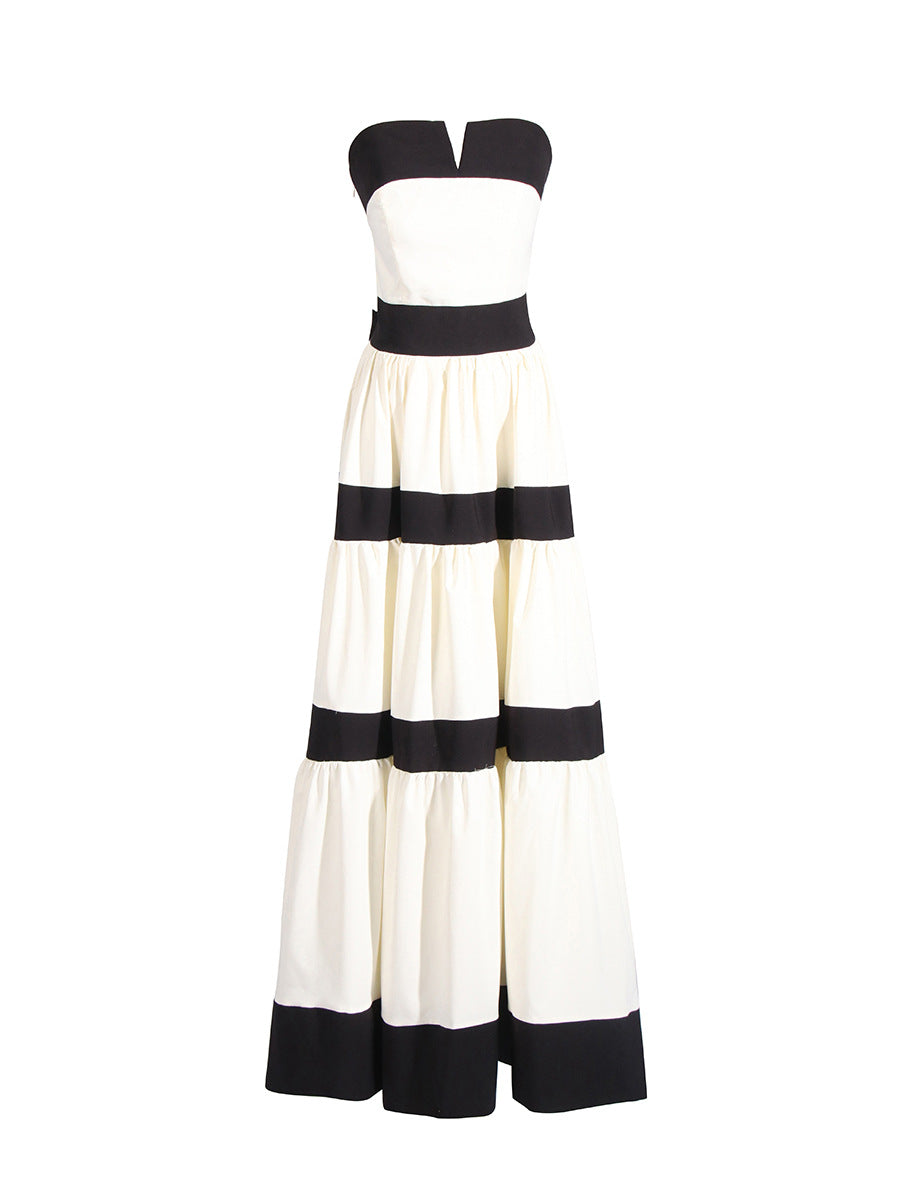 Contrast striped bow dress