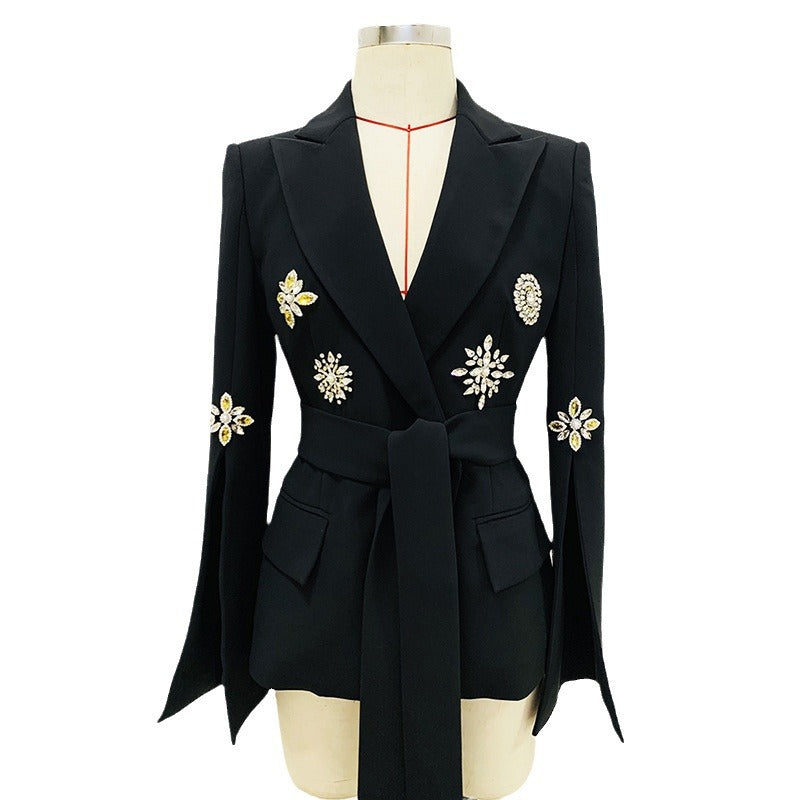 Beaded Diamond Belt Blazer