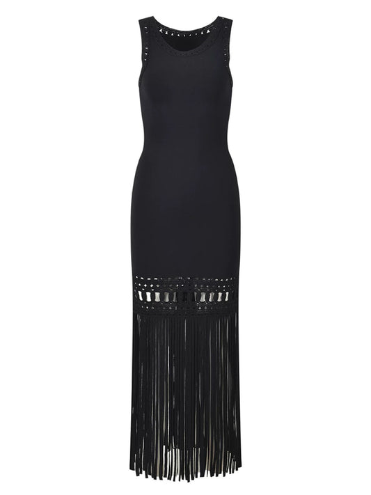 Palma black fringe Dress
