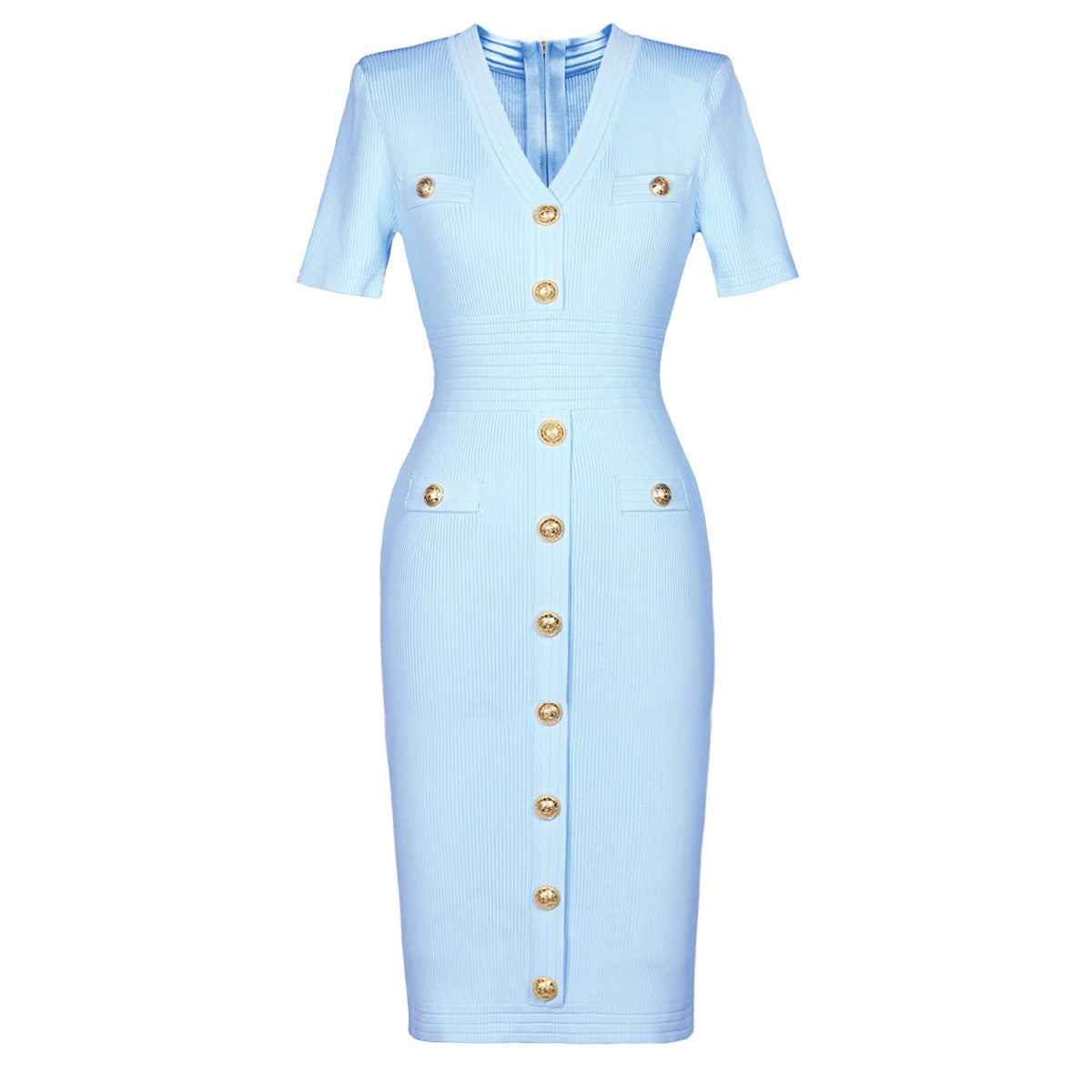 V-Neck  Slim Short Sleeve Dress