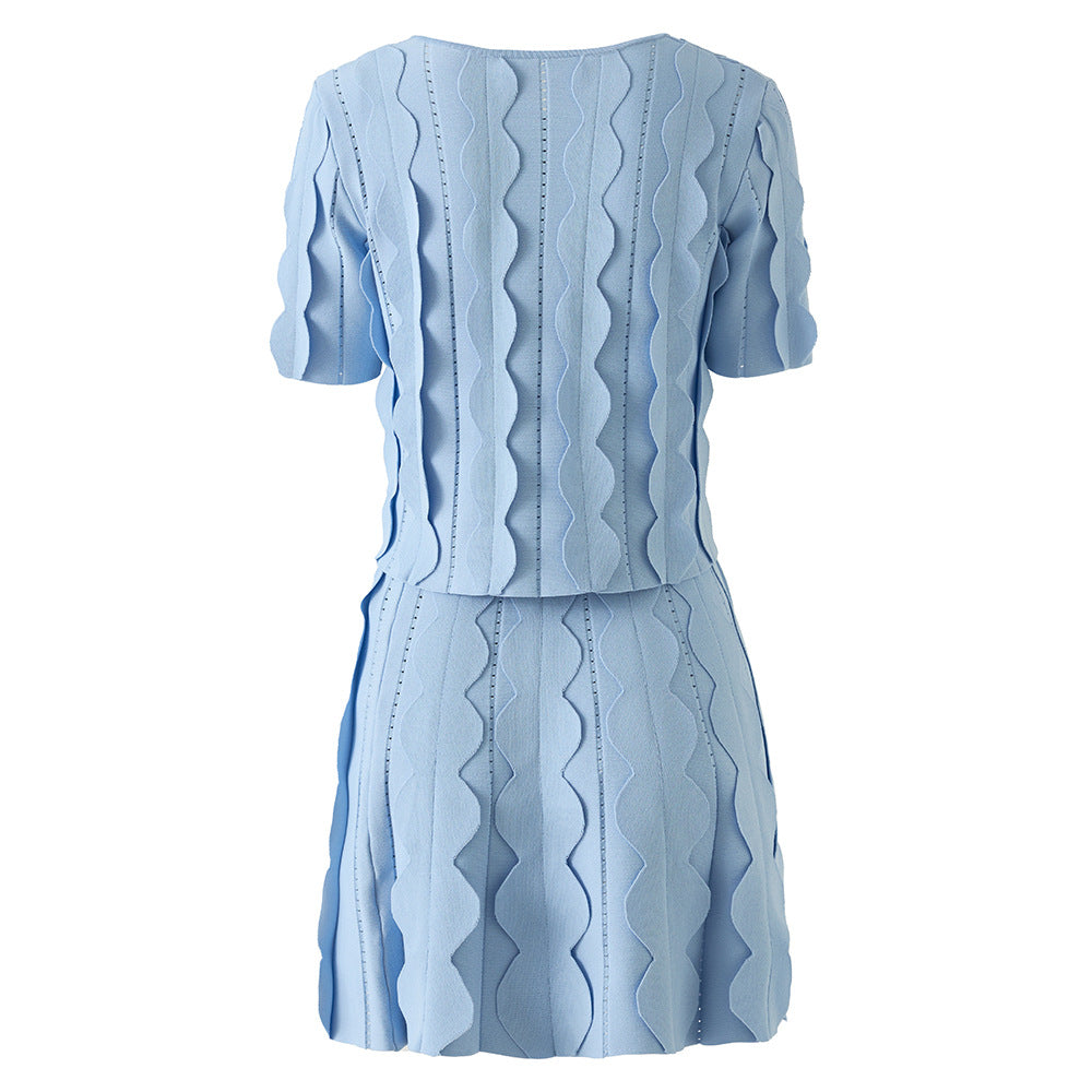 Stereo Decorative Short-Sleeved Two-Piece Skirt