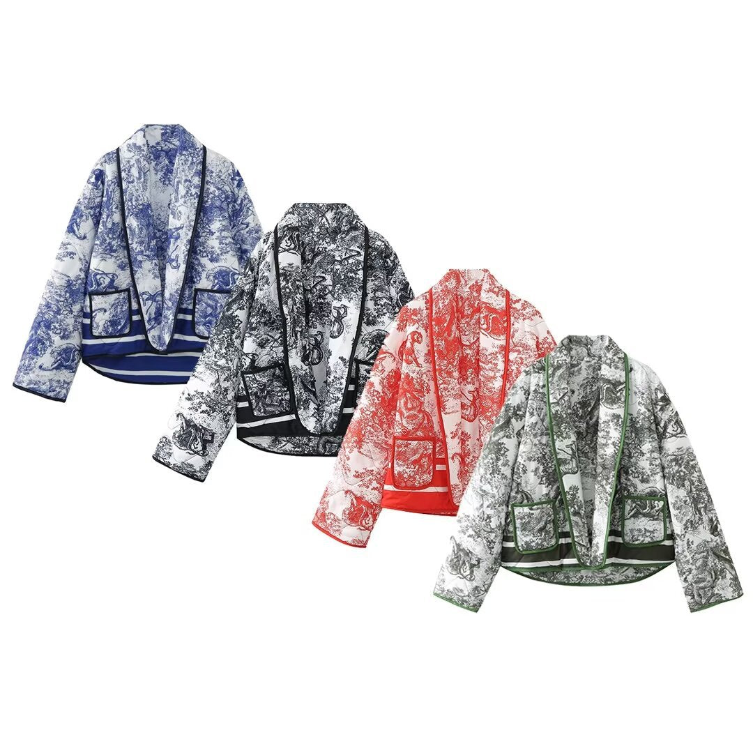 Printed cotton quilted  jacket