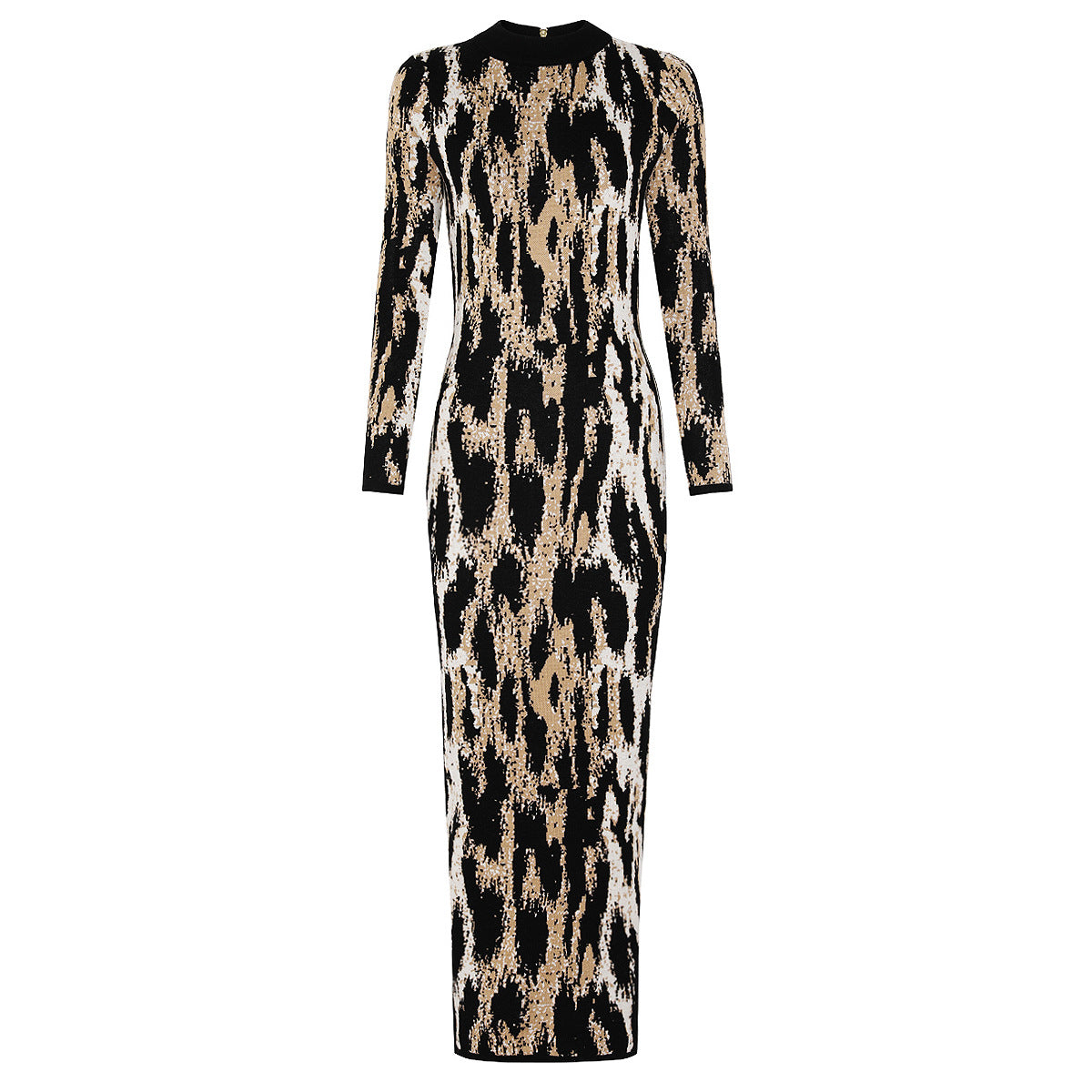 Leopard Print Long-Sleeve Dress