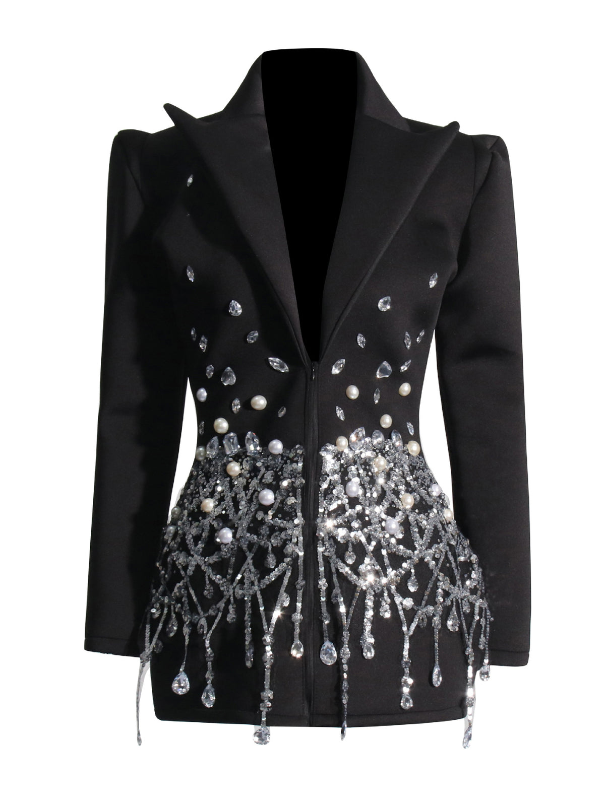 Crystal Fringe Blazer Dress