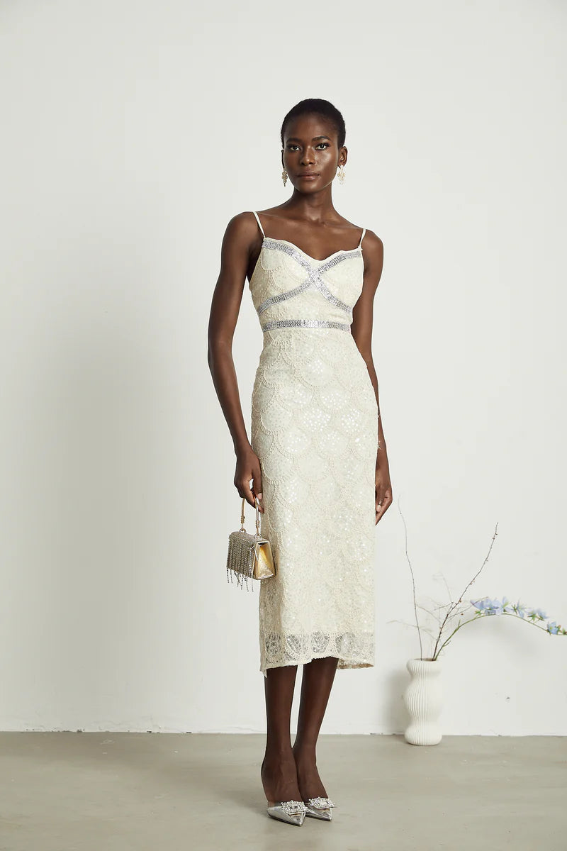 Robe midi embelli nalini